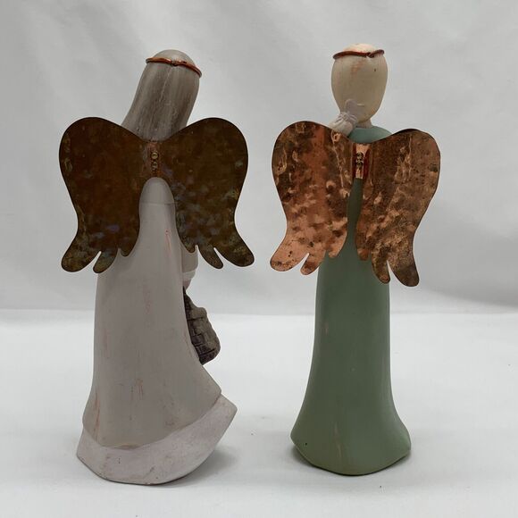 Mindsprings Angels Copper Wings Holding a White Dove 2002 2005 Figurines Basket - Picture 5 of 9